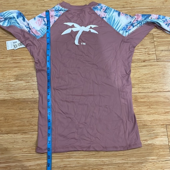 TRAPICAL ROSE Flower Rash guard Swim Top Wetsuit - Picture 6 of 8